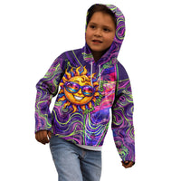 Waimanalo Hawaii Sun Rabbit Kid Hoodie Psychedelic Trippy Neon Swirl Graphic
