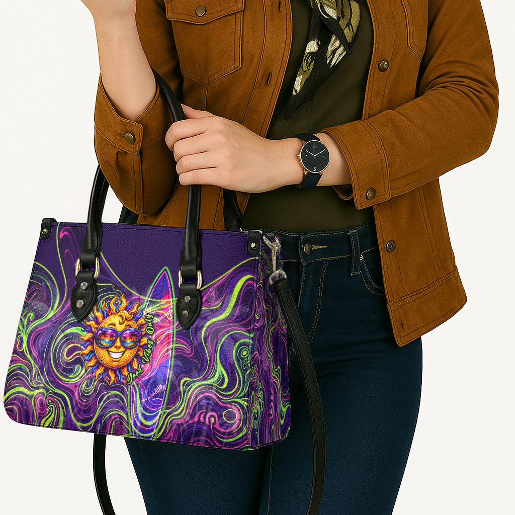 Waimanalo Hawaii Sun Rabbit Leather Bag Psychedelic Trippy Neon Swirl Graphic
