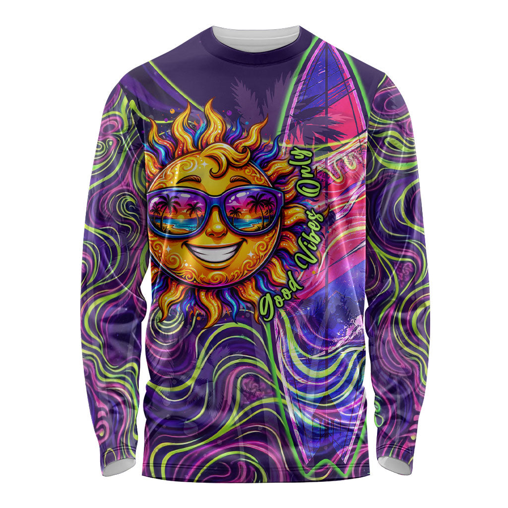 Waimanalo Hawaii Sun Rabbit Long Sleeve Shirt Psychedelic Trippy Neon Swirl Graphic