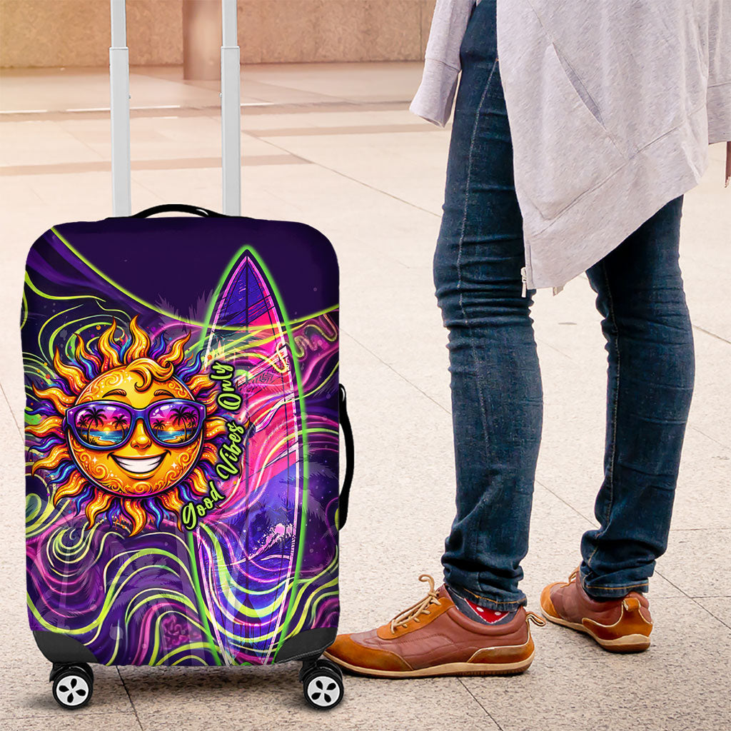 Waimanalo Hawaii Sun Rabbit Luggage Cover Psychedelic Trippy Neon Swirl Graphic
