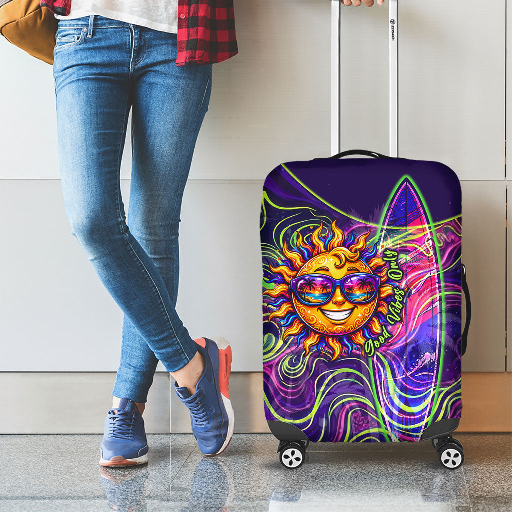 Waimanalo Hawaii Sun Rabbit Luggage Cover Psychedelic Trippy Neon Swirl Graphic