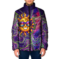 Waimanalo Hawaii Sun Rabbit Padded Jacket Psychedelic Trippy Neon Swirl Graphic