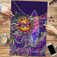 Waimanalo Hawaii Sun Rabbit Puzzle Psychedelic Trippy Neon Swirl Graphic