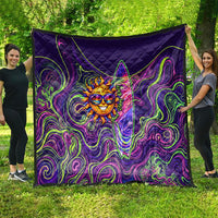 Waimanalo Hawaii Sun Rabbit Quilt Psychedelic Trippy Neon Swirl Graphic