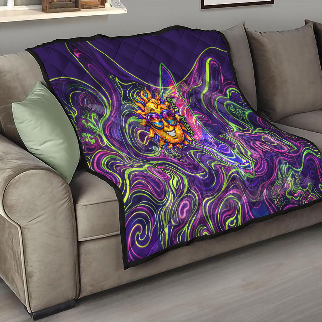 Waimanalo Hawaii Sun Rabbit Quilt Psychedelic Trippy Neon Swirl Graphic