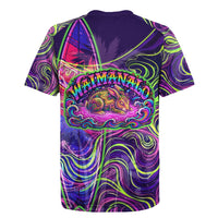 Waimanalo Hawaii Sun Rabbit Rugby Jersey Psychedelic Trippy Neon Swirl Graphic