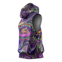 Waimanalo Hawaii Sun Rabbit Sleeveless Hoodie Psychedelic Trippy Neon Swirl Graphic