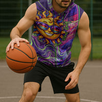 Waimanalo Hawaii Sun Rabbit Sleeveless Hoodie Psychedelic Trippy Neon Swirl Graphic