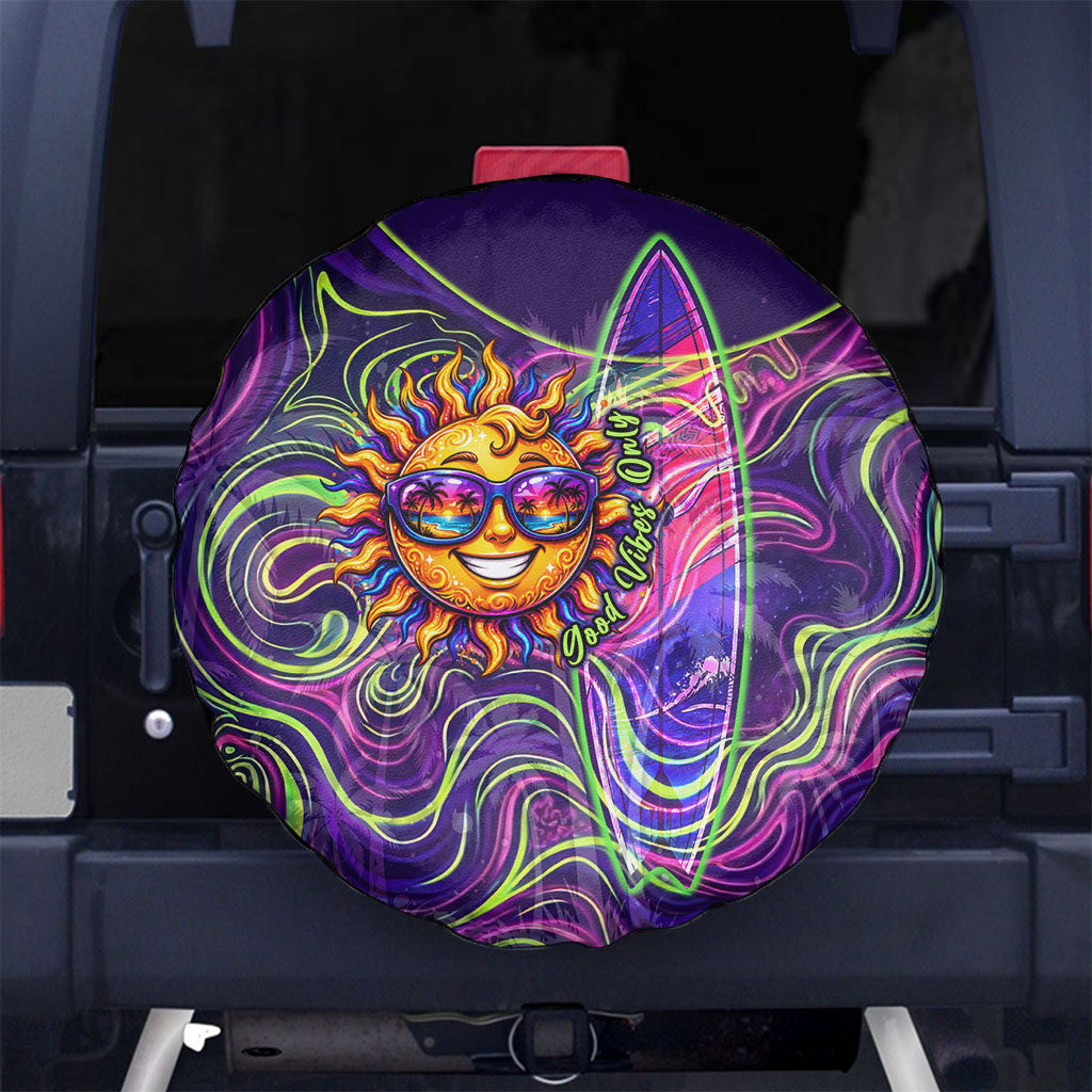 Waimanalo Hawaii Sun Rabbit Spare Tire Cover Psychedelic Trippy Neon Swirl Graphic