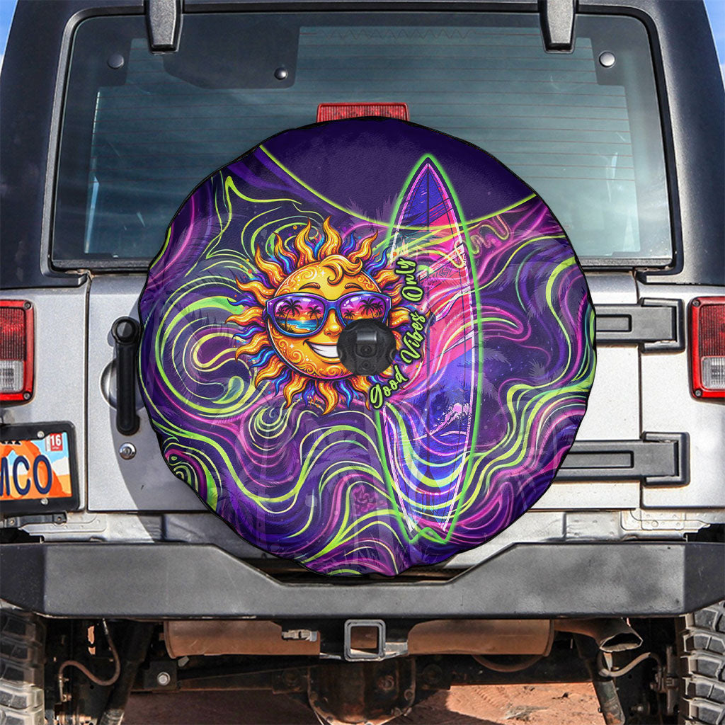 Waimanalo Hawaii Sun Rabbit Spare Tire Cover Psychedelic Trippy Neon Swirl Graphic