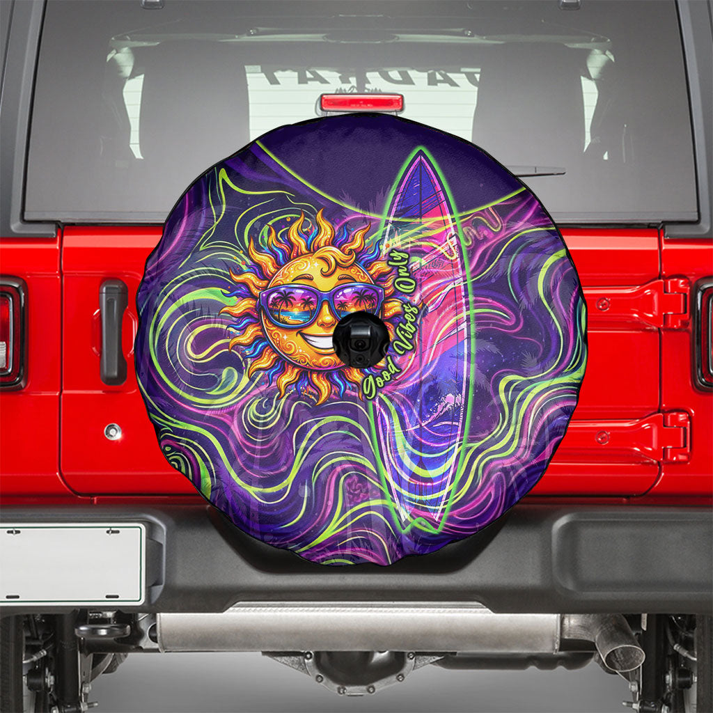 Waimanalo Hawaii Sun Rabbit Spare Tire Cover Psychedelic Trippy Neon Swirl Graphic