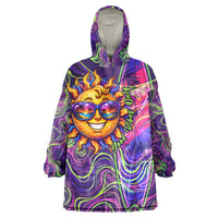 Waimanalo Hawaii Sun Rabbit Wearable Blanket Hoodie Psychedelic Trippy Neon Swirl Graphic