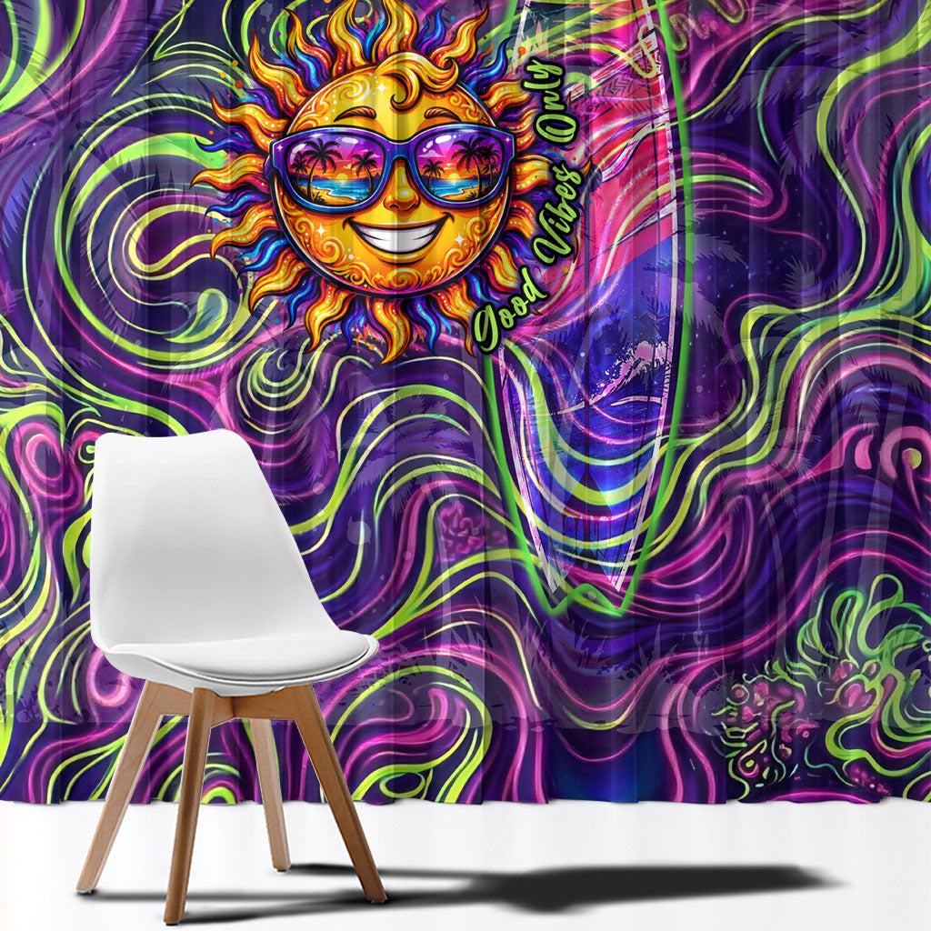 Waimanalo Hawaii Sun Rabbit Window Curtain Psychedelic Trippy Neon Swirl Graphic