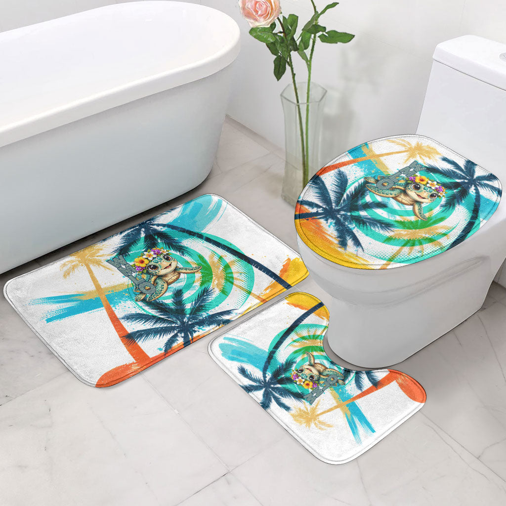 Hawaii Waimanalo Sea Turtle Bathroom Set Cute Tropical Beach Aloha Spirit Cartoon