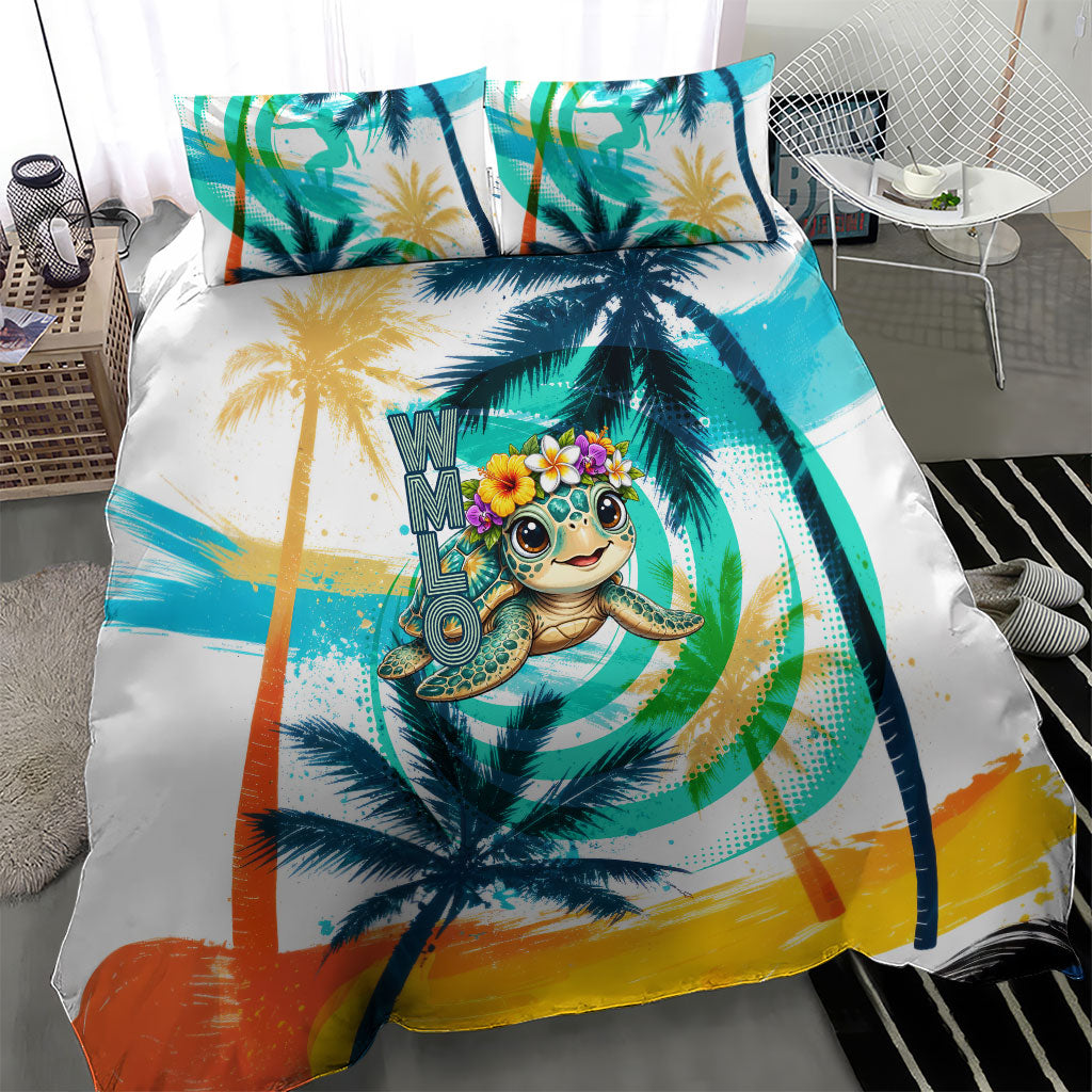 Hawaii Waimanalo Sea Turtle Bedding Set Cute Tropical Beach Aloha Spirit Cartoon