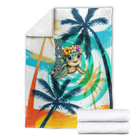 Hawaii Waimanalo Sea Turtle Blanket Cute Tropical Beach Aloha Spirit Cartoon