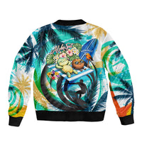 Hawaii Waimanalo Sea Turtle Bomber Jacket Cute Tropical Beach Aloha Spirit Cartoon