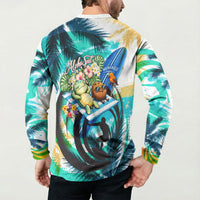 Hawaii Waimanalo Sea Turtle Button Sweatshirt Cute Tropical Beach Aloha Spirit Cartoon