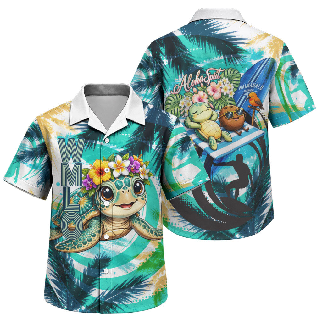 Hawaii Waimanalo Sea Turtle Family Matching Tank Maxi Dress and Hawaiian Shirt Cute Tropical Beach Aloha Spirit Cartoon