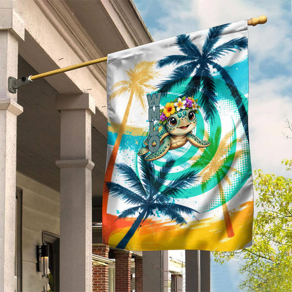 Hawaii Waimanalo Sea Turtle Garden Flag Cute Tropical Beach Aloha Spirit Cartoon