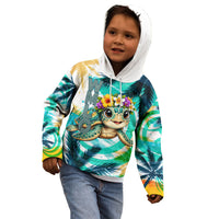 Hawaii Waimanalo Sea Turtle Kid Hoodie Cute Tropical Beach Aloha Spirit Cartoon