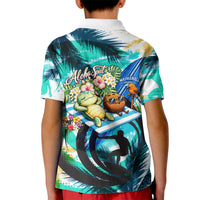 Hawaii Waimanalo Sea Turtle Kid Polo Shirt Cute Tropical Beach Aloha Spirit Cartoon