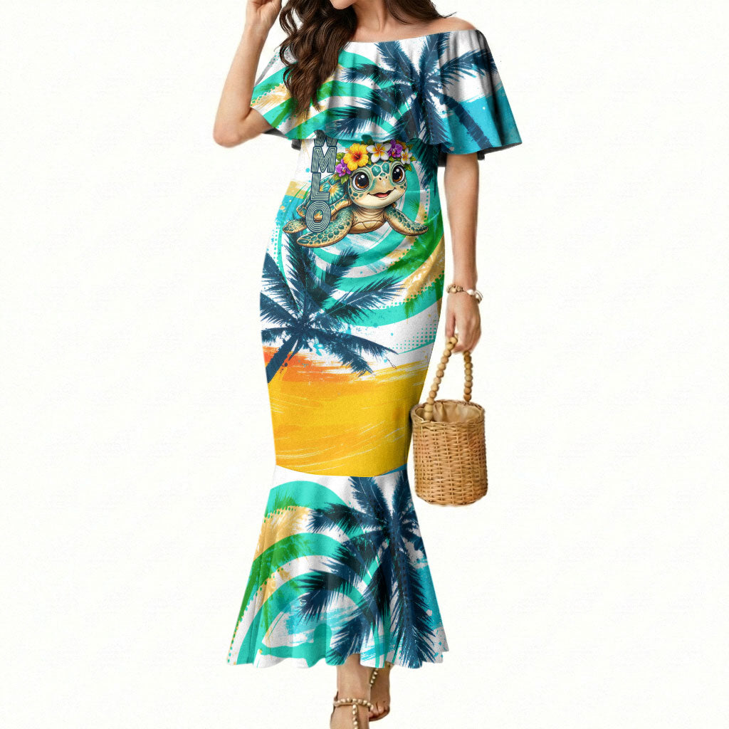 Hawaii Waimanalo Sea Turtle Mermaid Dress Cute Tropical Beach Aloha Spirit Cartoon