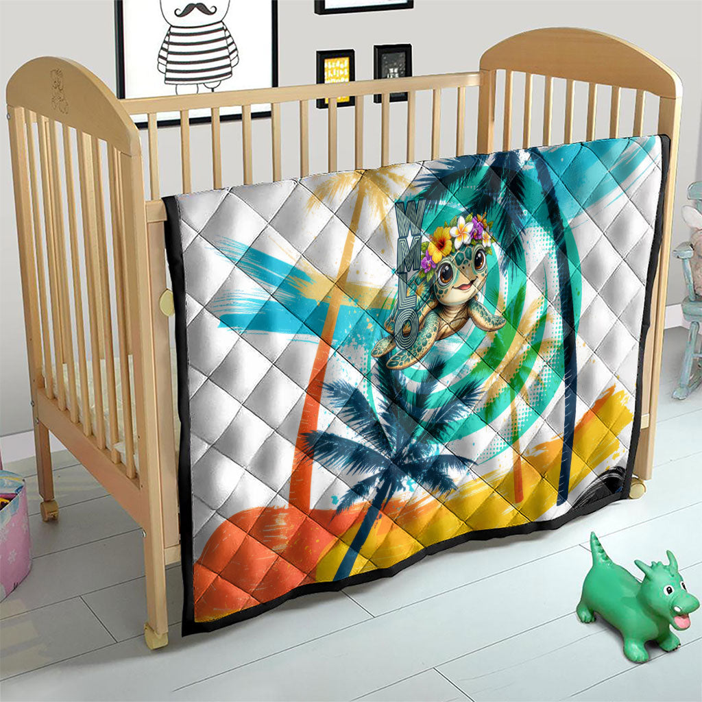 Hawaii Waimanalo Sea Turtle Quilt Cute Tropical Beach Aloha Spirit Cartoon