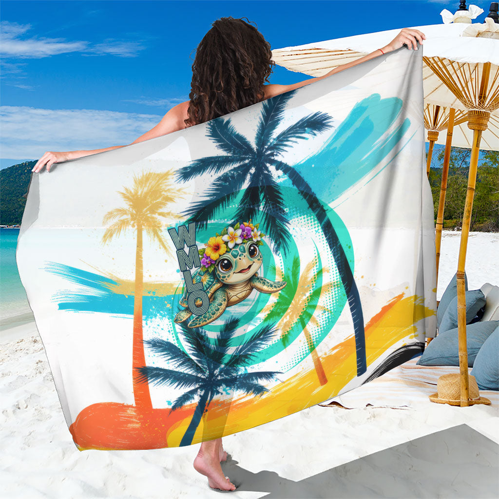 Hawaii Waimanalo Sea Turtle Sarong Cute Tropical Beach Aloha Spirit Cartoon