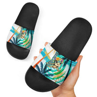 Hawaii Waimanalo Sea Turtle Slide Sandals Cute Tropical Beach Aloha Spirit Cartoon