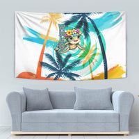 Hawaii Waimanalo Sea Turtle Tapestry Cute Tropical Beach Aloha Spirit Cartoon
