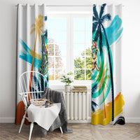 Hawaii Waimanalo Sea Turtle Window Curtain Cute Tropical Beach Aloha Spirit Cartoon