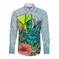 Polynesian Hawaii Long Sleeve Button Shirt Kanaka with Crab Tribal tattoo TS04 Unisex Multicolor - Polynesian Pride