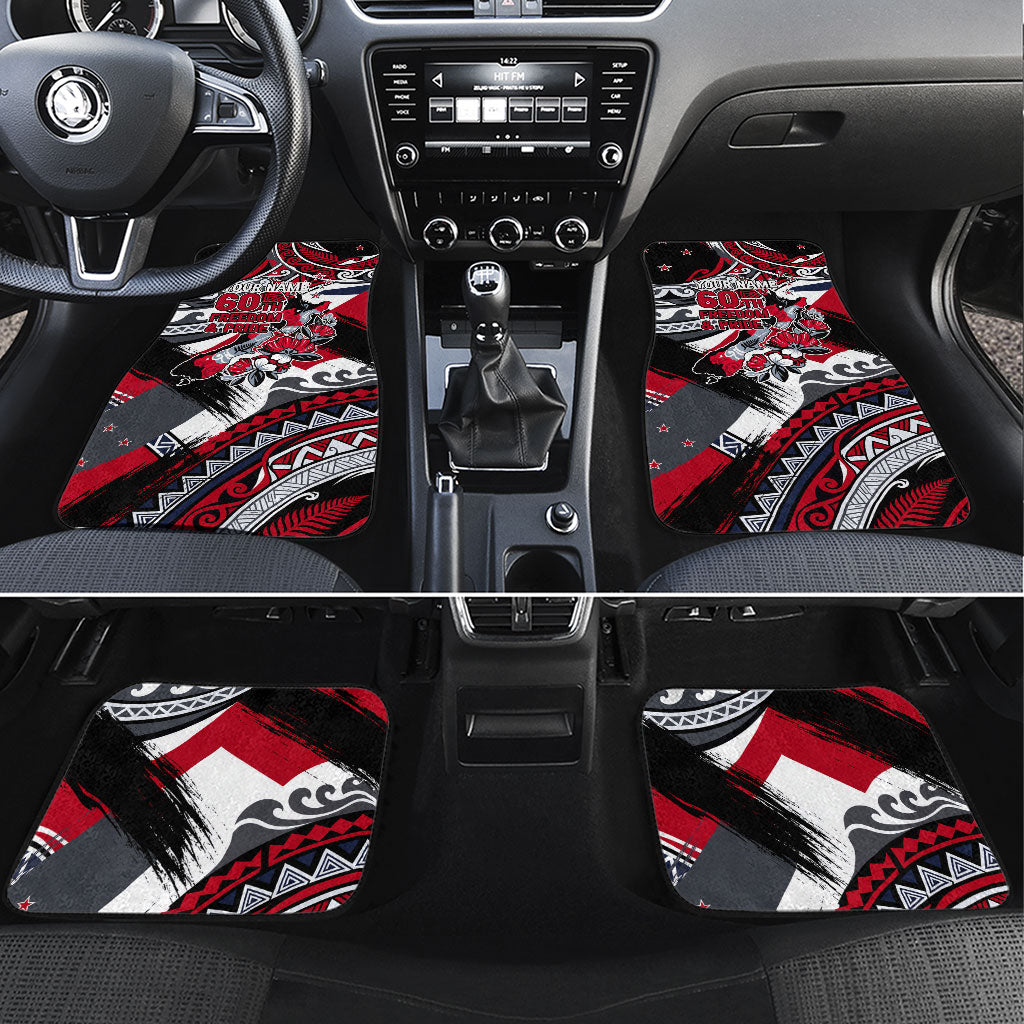 Personalized New Zealand 60th Birthday Car Mats Maori Tribal Patterns Kiwi Bird Silver Fern Flag Graphic Art