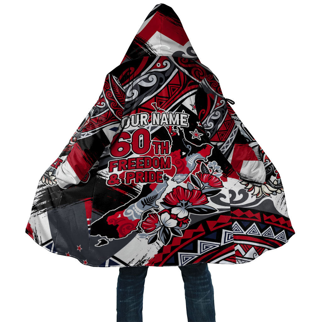 Personalized New Zealand 60th Birthday Cloak Maori Tribal Patterns Kiwi Bird Silver Fern Flag Graphic Art TS04 Unisex Red Black - Polynesian Pride