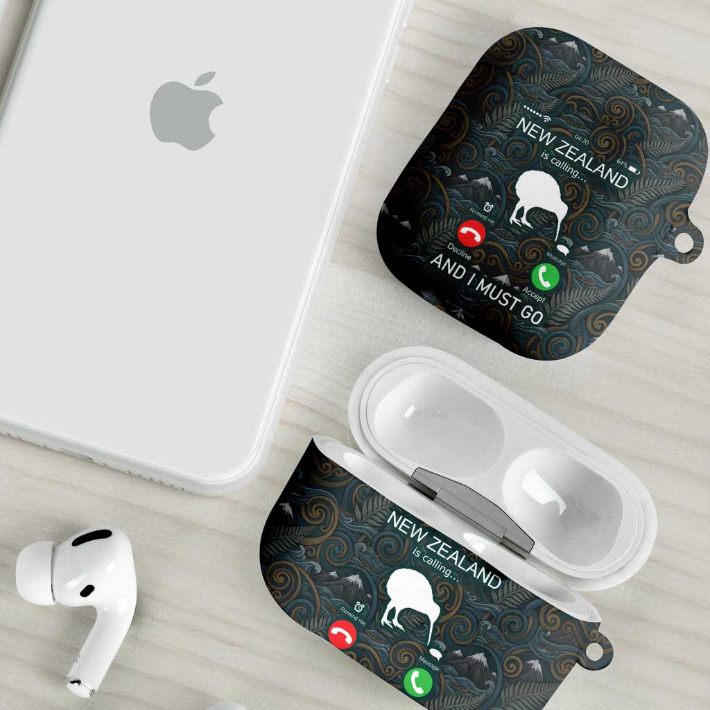 New Zealand is Calling and I Must Go AirPods Case Kiwi Bird Silhouette
