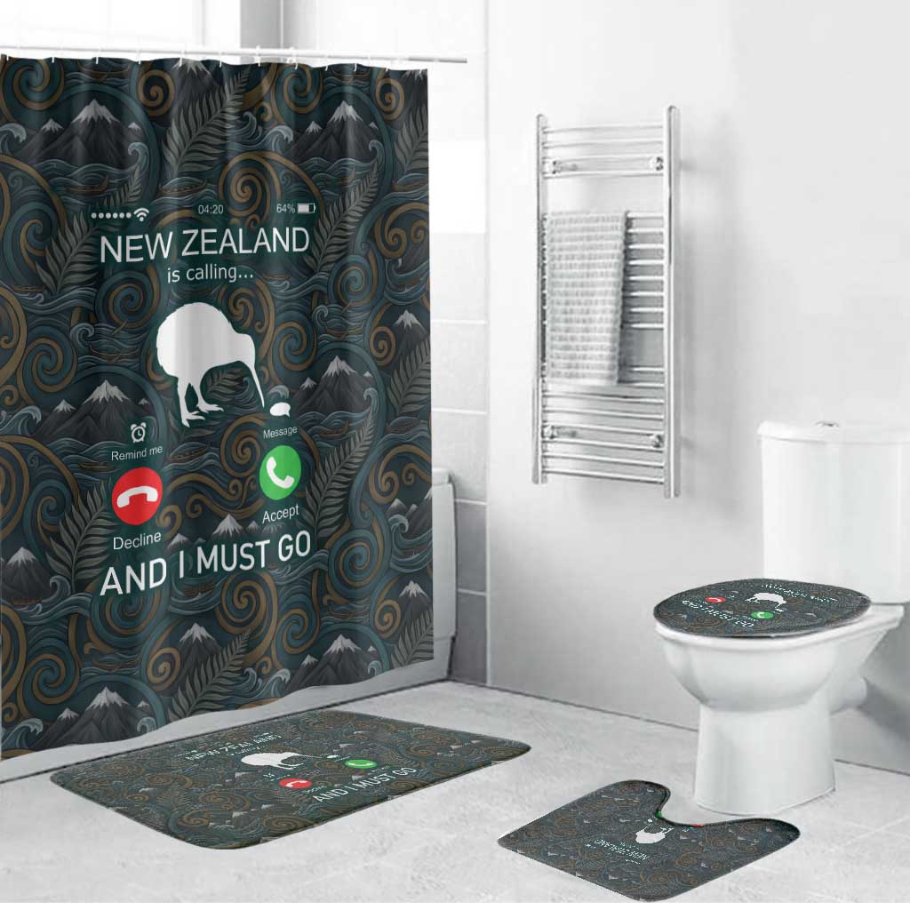 New Zealand is Calling and I Must Go Bathroom Set Kiwi Bird Silhouette