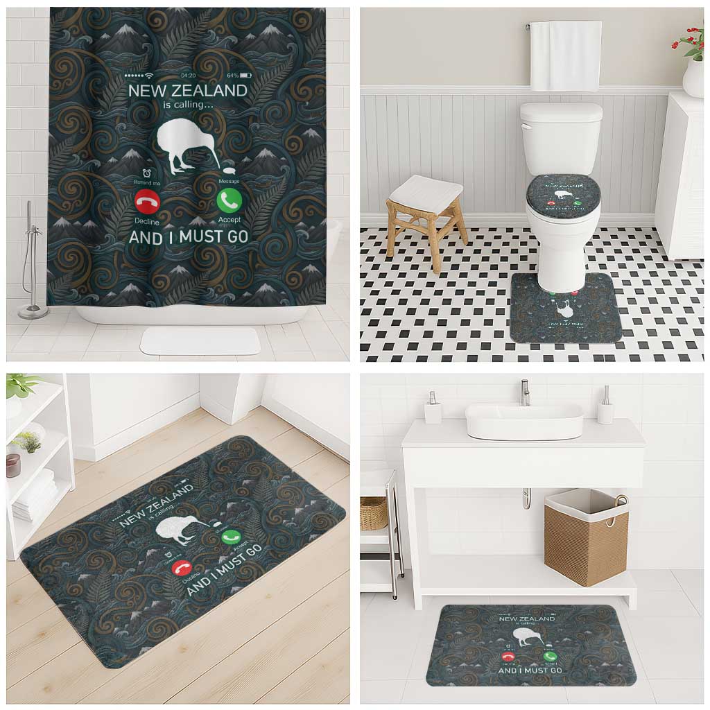 New Zealand is Calling and I Must Go Bathroom Set Kiwi Bird Silhouette