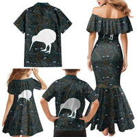 New Zealand is Calling and I Must Go Family Matching Mermaid Dress and Hawaiian Shirt Kiwi Bird Silhouette TS04 - Polynesian Pride