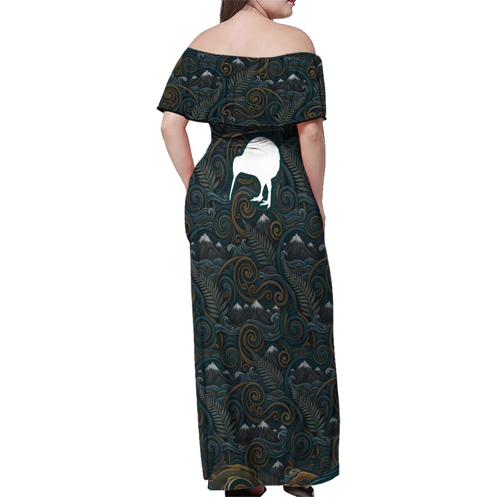 New Zealand is Calling and I Must Go Family Matching Off Shoulder Maxi Dress and Hawaiian Shirt Kiwi Bird Silhouette TS04 - Polynesian Pride