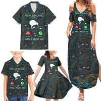 New Zealand is Calling and I Must Go Family Matching Summer Maxi Dress and Hawaiian Shirt Kiwi Bird Silhouette TS04 - Polynesian Pride