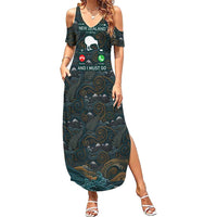 New Zealand is Calling and I Must Go Family Matching Summer Maxi Dress and Hawaiian Shirt Kiwi Bird Silhouette TS04 Mom's Dress Multicolor - Polynesian Pride
