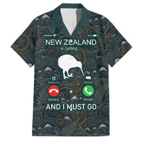 New Zealand is Calling and I Must Go Family Matching Tank Maxi Dress and Hawaiian Shirt Kiwi Bird Silhouette TS04 Dad's Shirt - Short Sleeve Multicolor - Polynesian Pride
