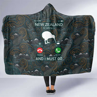 New Zealand is Calling and I Must Go Hooded Blanket Kiwi Bird Silhouette
