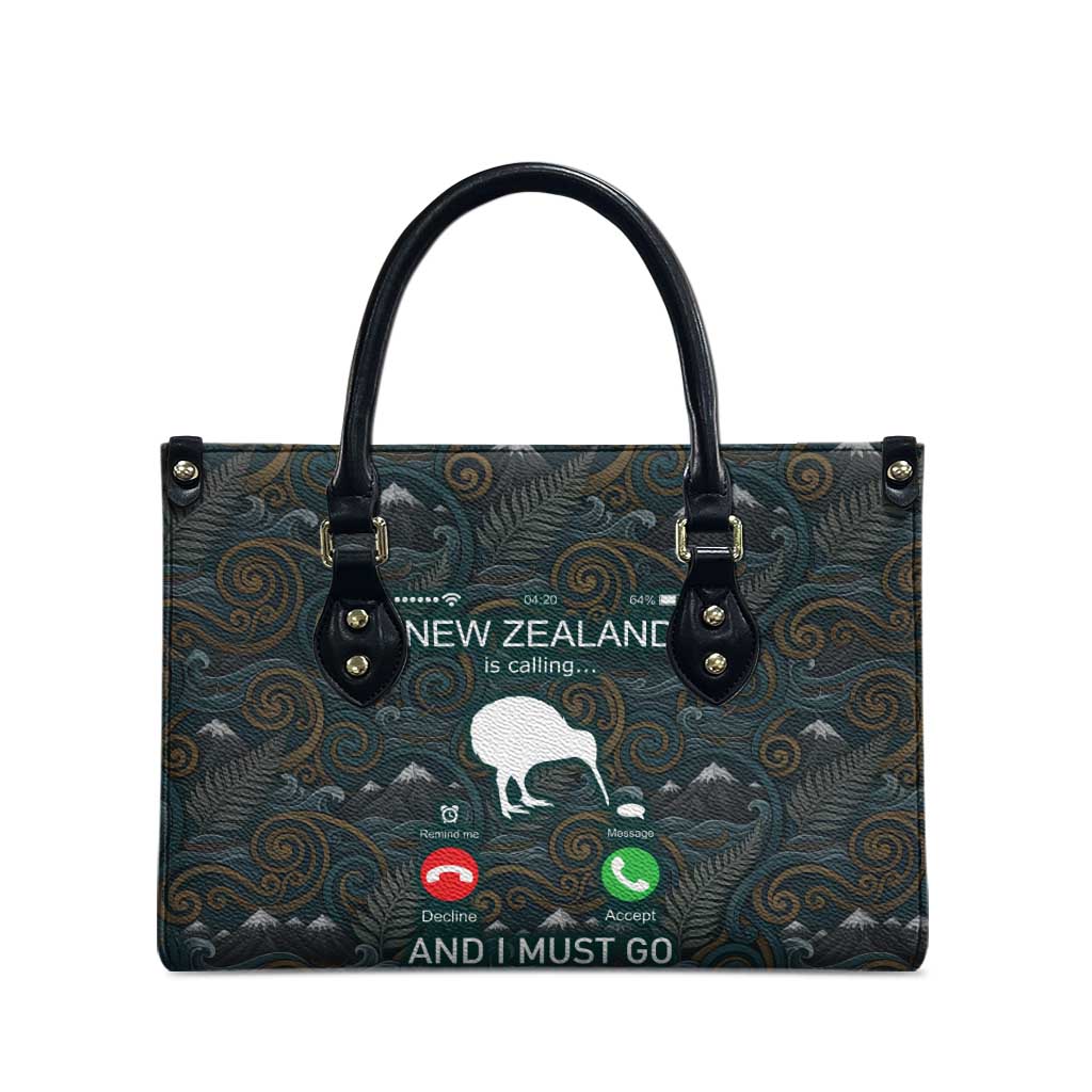 New Zealand is Calling and I Must Go Leather Bag Kiwi Bird Silhouette TS04 - Polynesian Pride