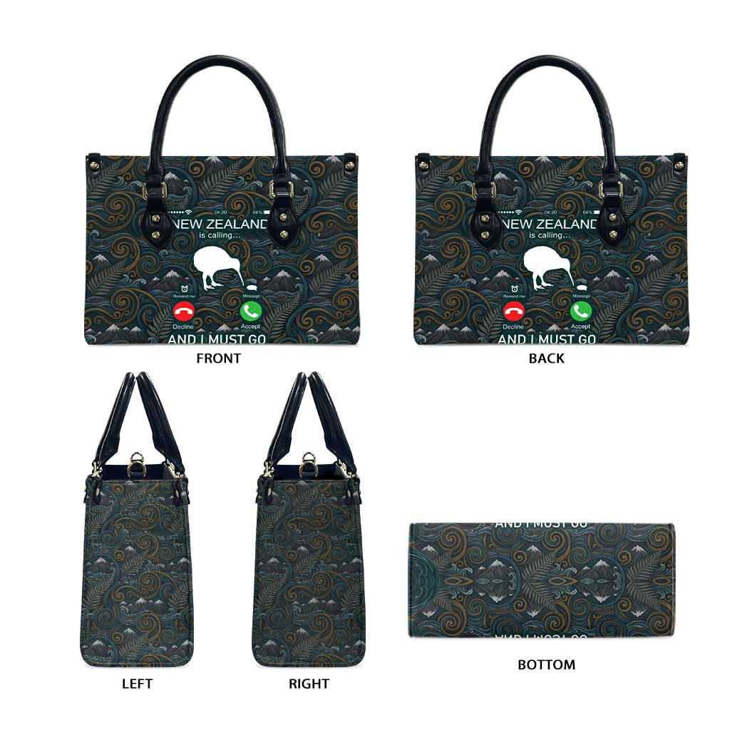 New Zealand is Calling and I Must Go Leather Bag Kiwi Bird Silhouette TS04 - Polynesian Pride