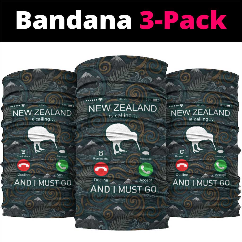 New Zealand is Calling and I Must Go Neck Gaiter Kiwi Bird Silhouette
