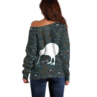 New Zealand is Calling and I Must Go Off Shoulder Sweater Kiwi Bird Silhouette TS04 - Polynesian Pride