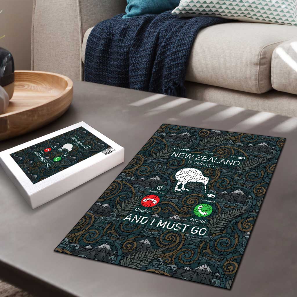 New Zealand is Calling and I Must Go Puzzle Kiwi Bird Silhouette