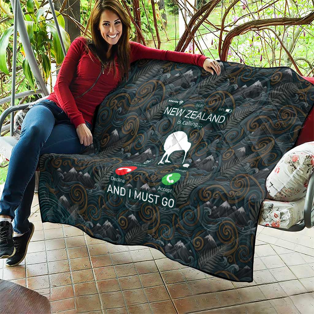 New Zealand is Calling and I Must Go Quilt Kiwi Bird Silhouette